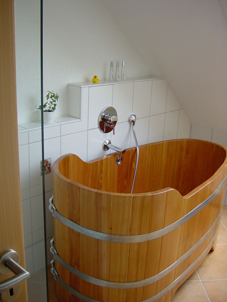 Tableau bois Baignoire - Salle de bain - 25 x 20 cm